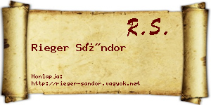 Rieger Sándor névjegykártya